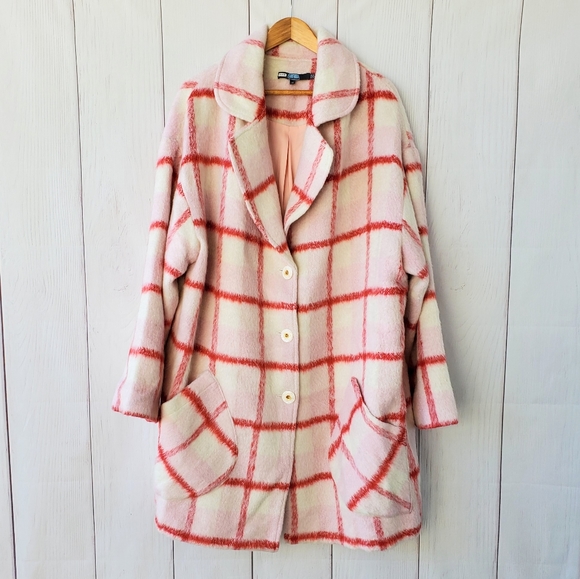 NWOT Anthropologie Eva Franco strawberry plaid coat - Picture 3 of 16